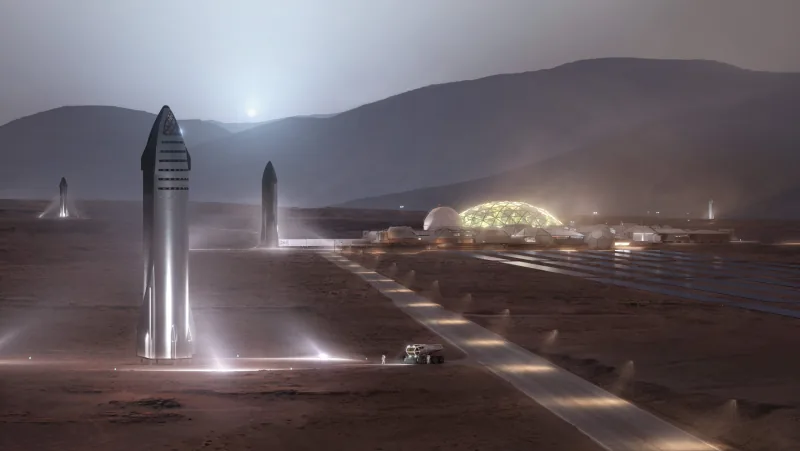 SpaceX Starship Mars base concept render